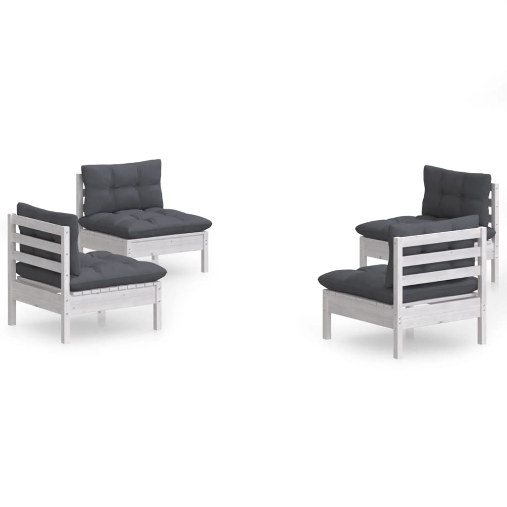 4-delige Loungeset met antracietkleurige kussens grenenhout is nu te koop bij PeponiXL, paradijselijk wonen!