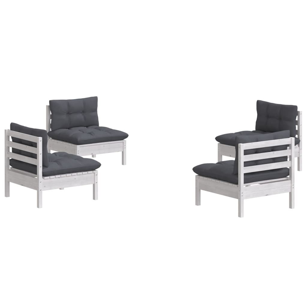 4-delige Loungeset met antracietkleurige kussens grenenhout is nu te koop bij PeponiXL, paradijselijk wonen!
