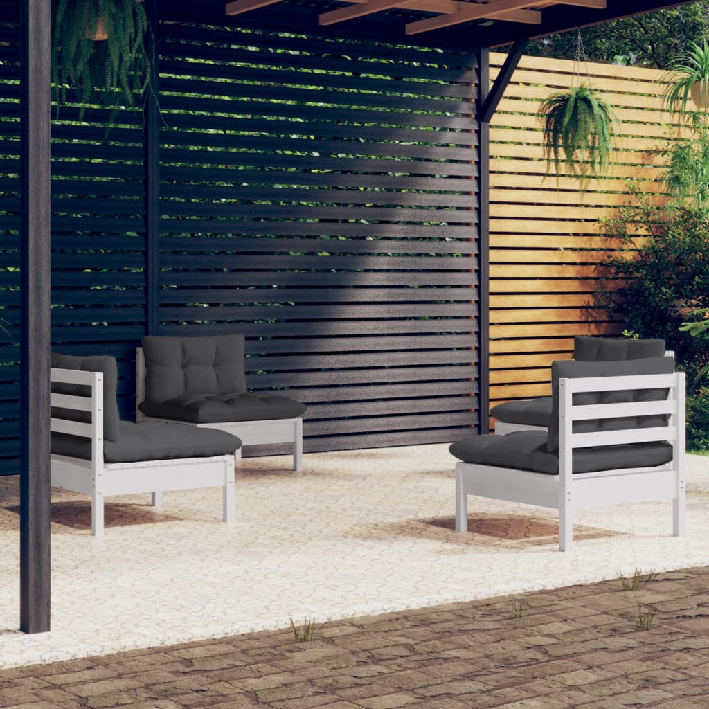 4-delige Loungeset met antracietkleurige kussens grenenhout is nu te koop bij PeponiXL, paradijselijk wonen!