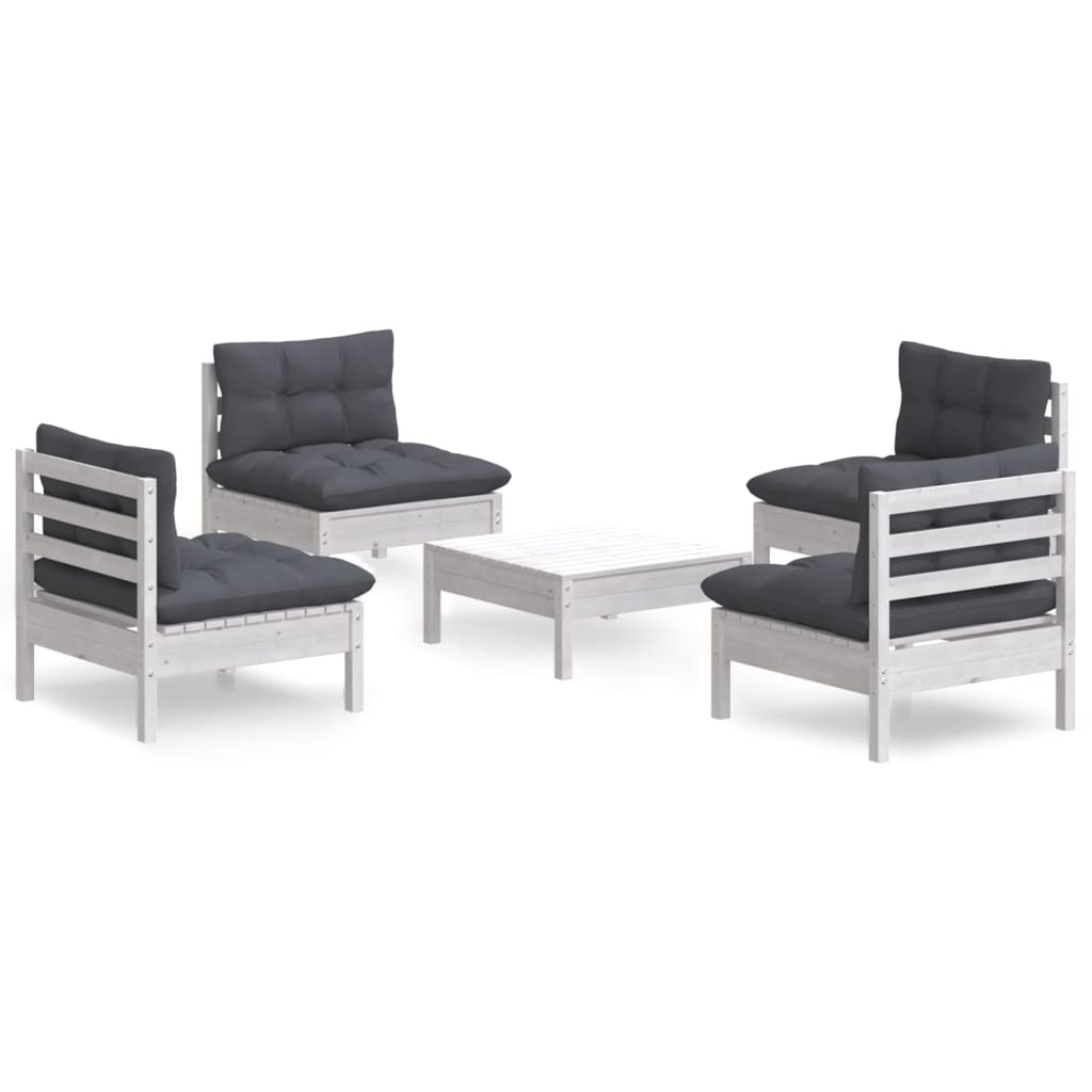 5-delige Loungeset met antracietkleurige kussens grenenhout is nu te koop bij PeponiXL, paradijselijk wonen!