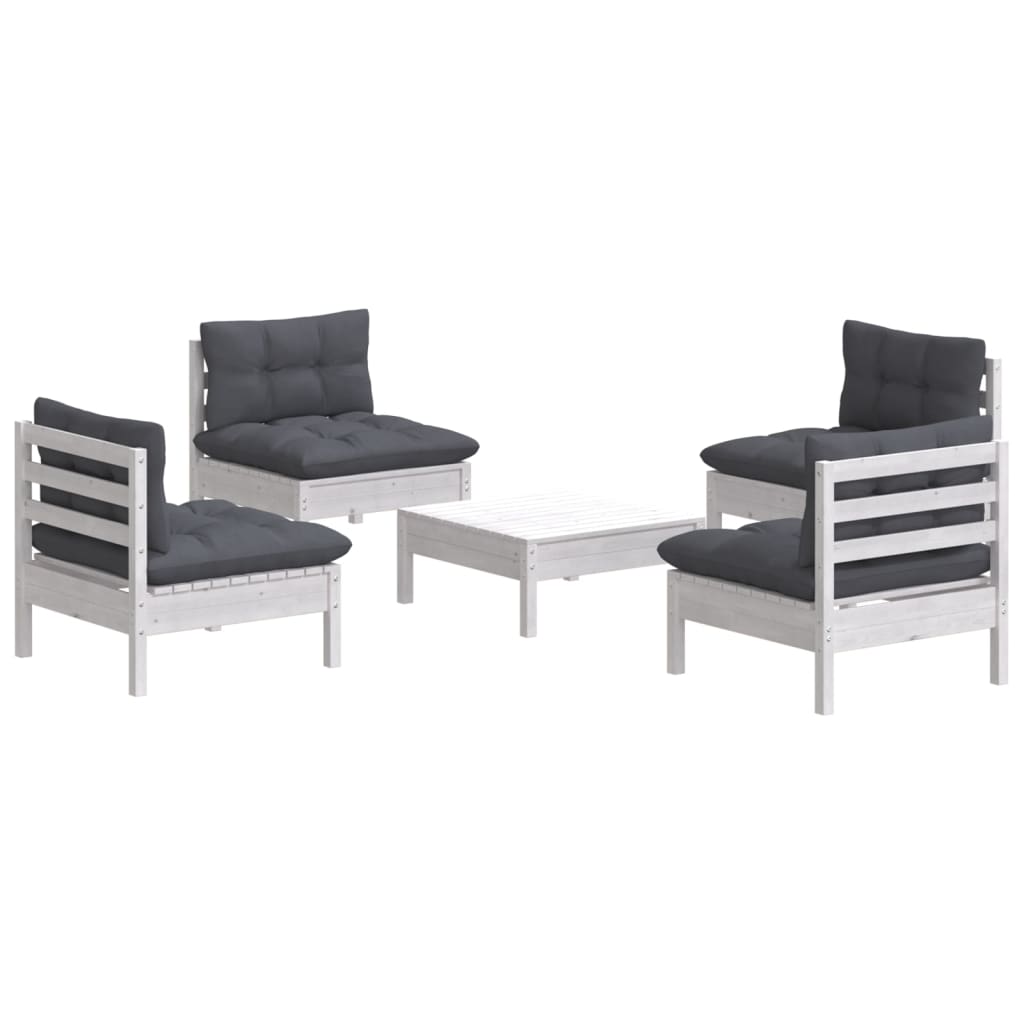 5-delige Loungeset met antracietkleurige kussens grenenhout is nu te koop bij PeponiXL, paradijselijk wonen!
