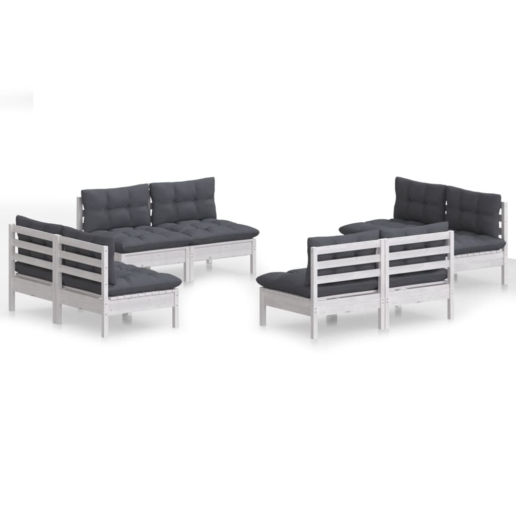 8-delige Loungeset met antracietkleurige kussens grenenhout is nu te koop bij PeponiXL, paradijselijk wonen!