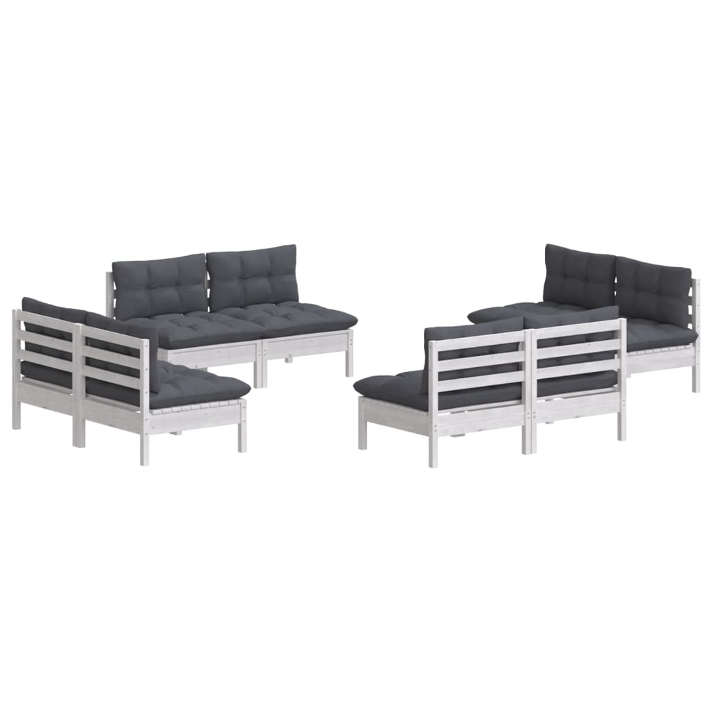 8-delige Loungeset met antracietkleurige kussens grenenhout is nu te koop bij PeponiXL, paradijselijk wonen!