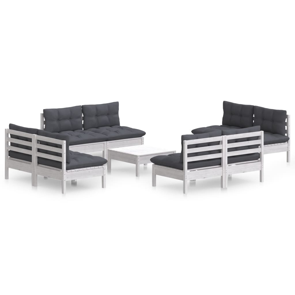 9-delige Loungeset met antracietkleurige kussens grenenhout is nu te koop bij PeponiXL, paradijselijk wonen!