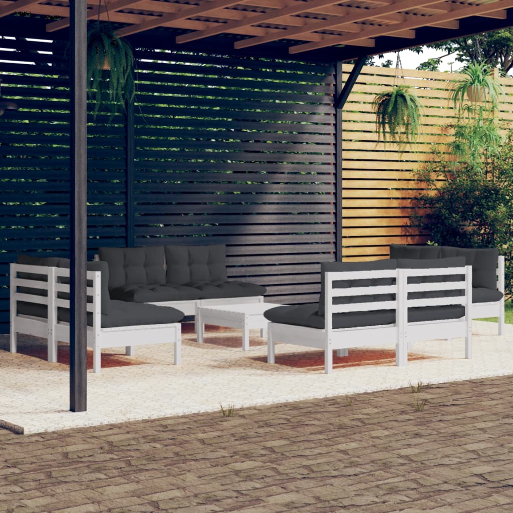 9-delige Loungeset met antracietkleurige kussens grenenhout is nu te koop bij PeponiXL, paradijselijk wonen!
