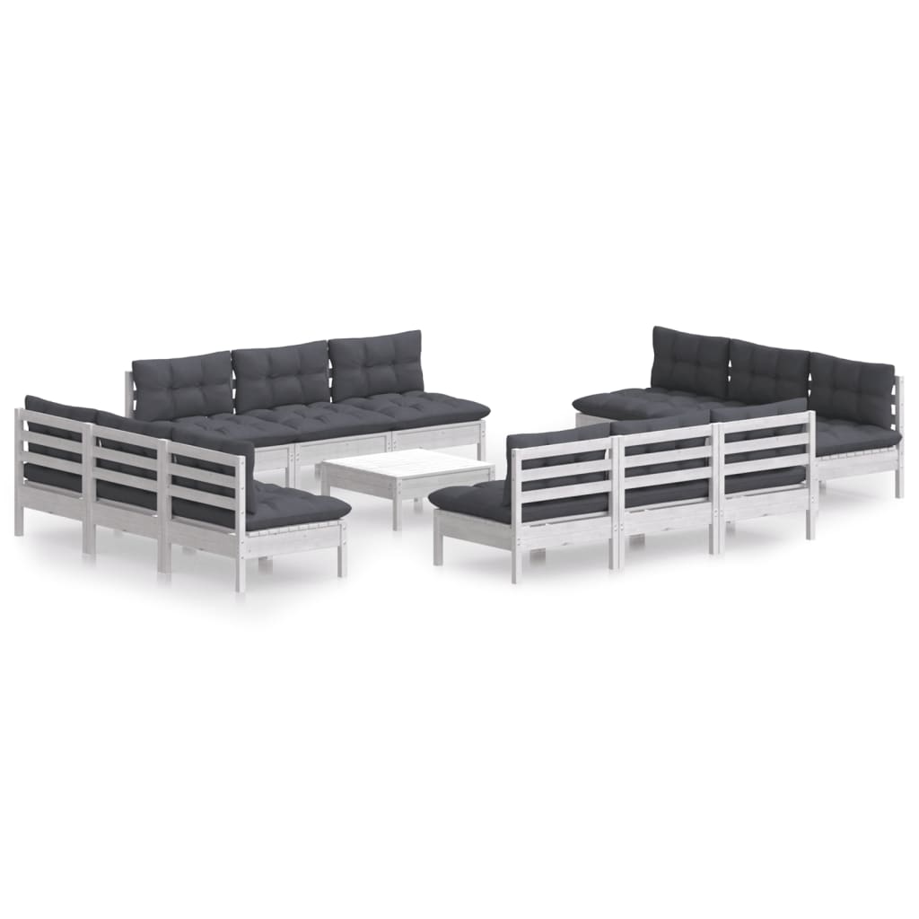 13-delige Loungeset met antracietkleurige kussens grenenhout is nu te koop bij PeponiXL, paradijselijk wonen!