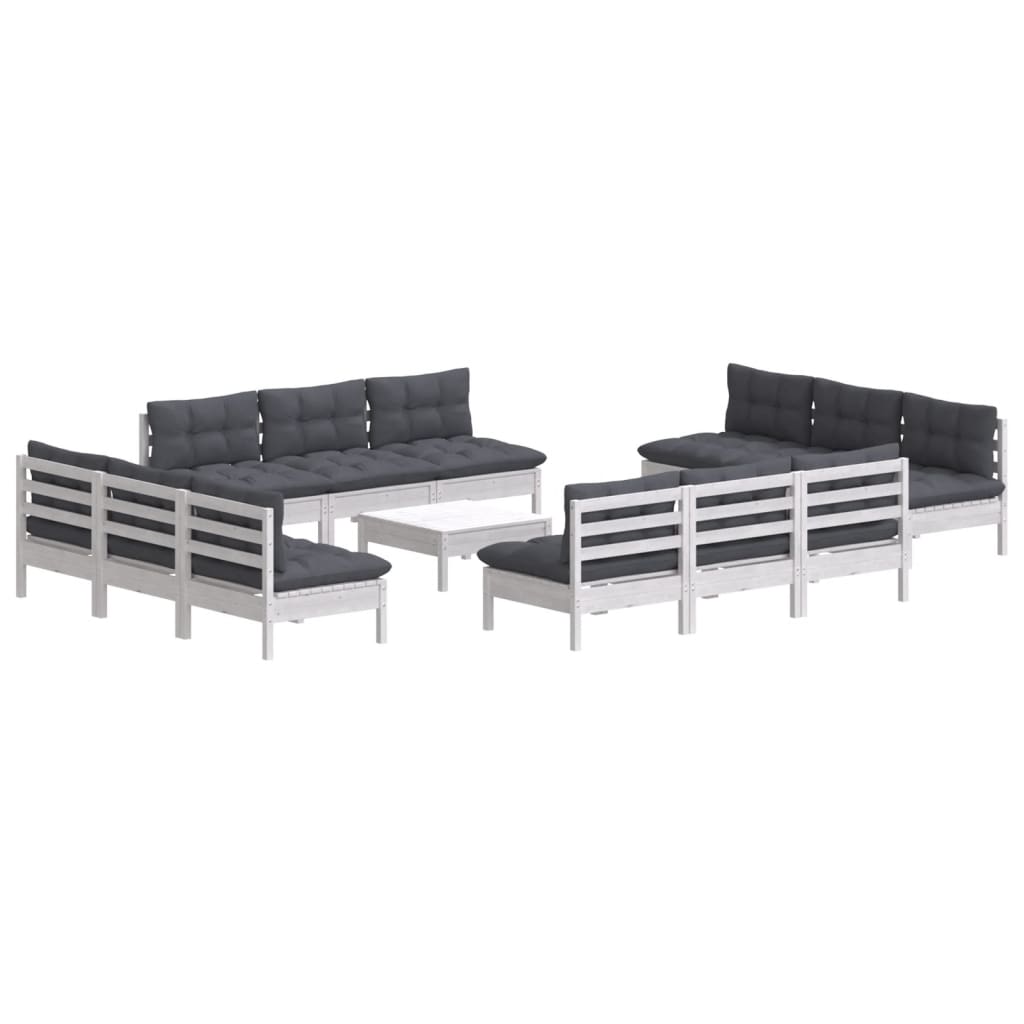 13-delige Loungeset met antracietkleurige kussens grenenhout is nu te koop bij PeponiXL, paradijselijk wonen!