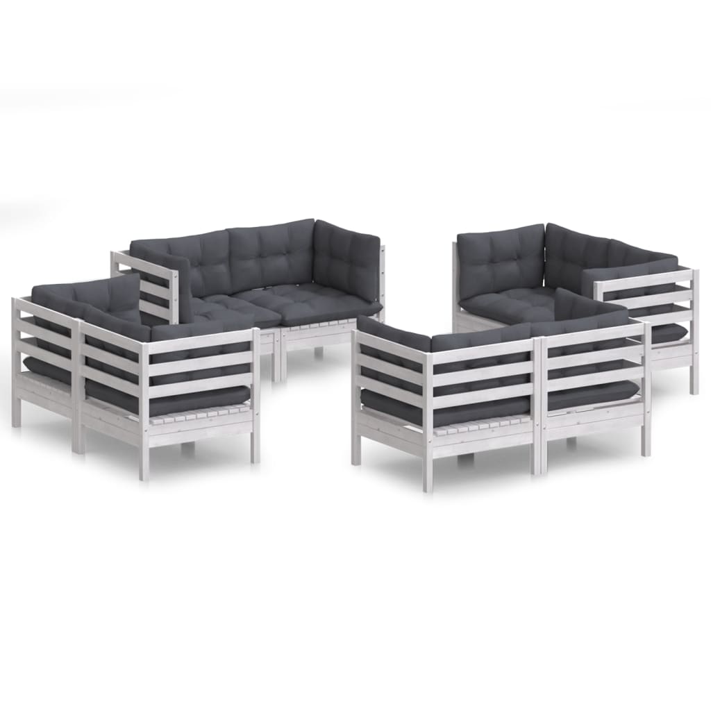 8-delige Loungeset met antracietkleurige kussens grenenhout is nu te koop bij PeponiXL, paradijselijk wonen!