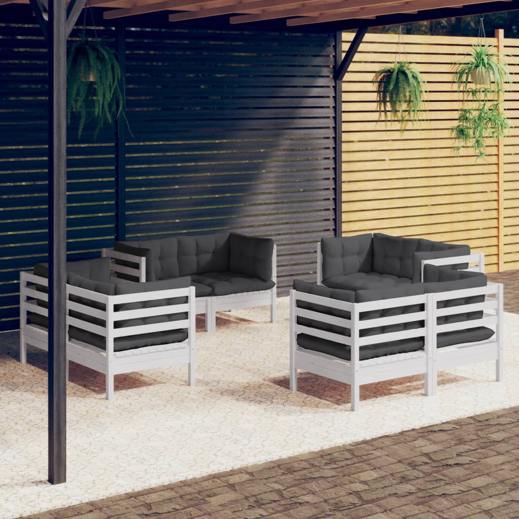 8-delige Loungeset met antracietkleurige kussens grenenhout is nu te koop bij PeponiXL, paradijselijk wonen!