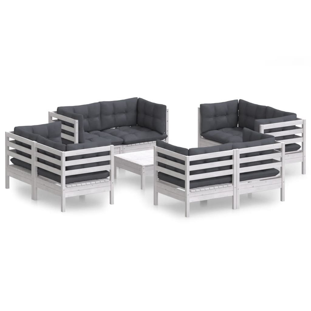 9-delige Loungeset met antracietkleurige kussens grenenhout is nu te koop bij PeponiXL, paradijselijk wonen!