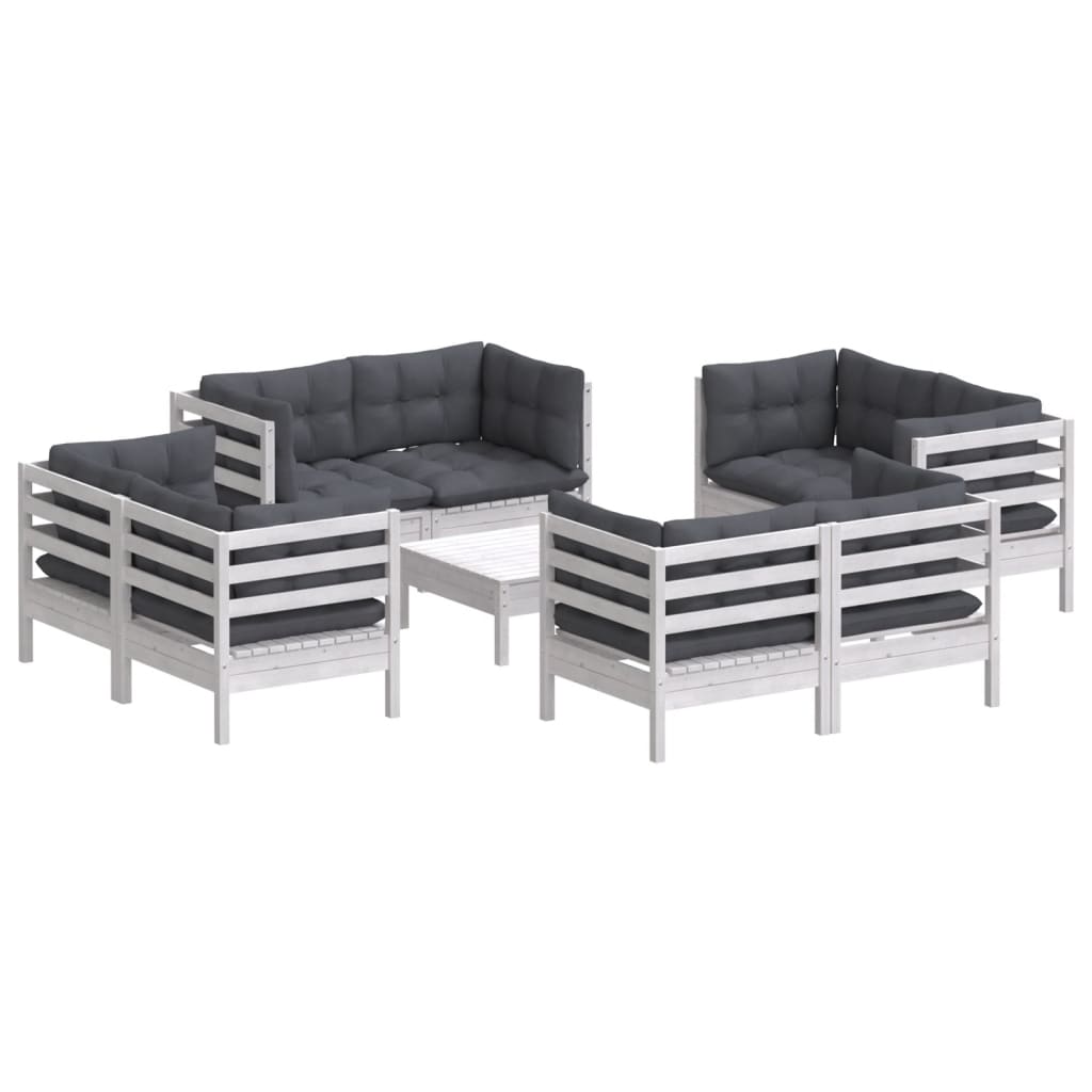 9-delige Loungeset met antracietkleurige kussens grenenhout is nu te koop bij PeponiXL, paradijselijk wonen!