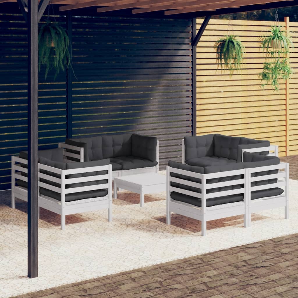 9-delige Loungeset met antracietkleurige kussens grenenhout is nu te koop bij PeponiXL, paradijselijk wonen!