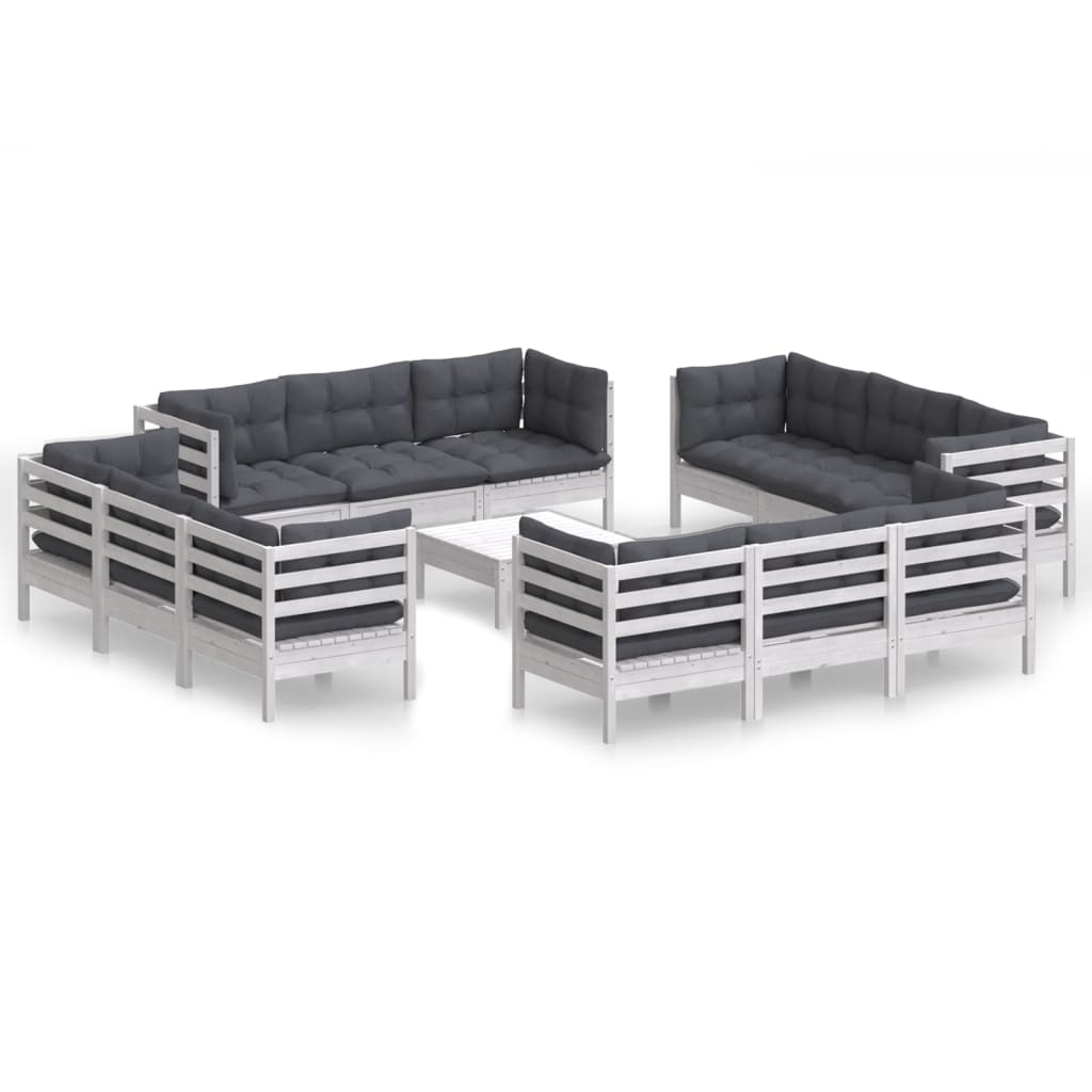 13-delige Loungeset met antracietkleurige kussens grenenhout is nu te koop bij PeponiXL, paradijselijk wonen!