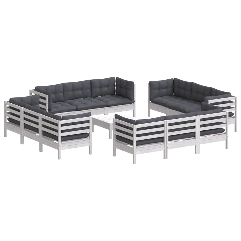 13-delige Loungeset met antracietkleurige kussens grenenhout is nu te koop bij PeponiXL, paradijselijk wonen!