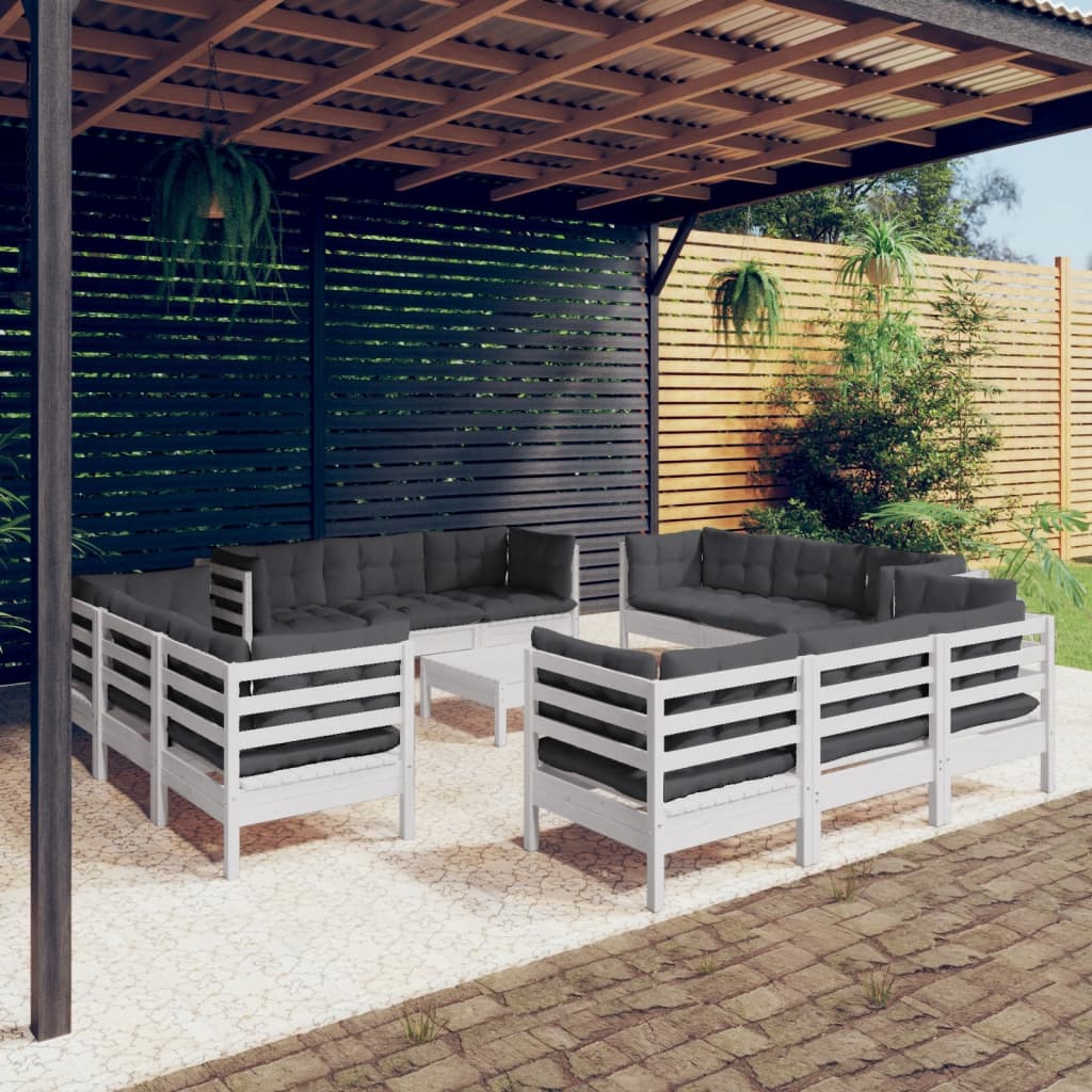 13-delige Loungeset met antracietkleurige kussens grenenhout is nu te koop bij PeponiXL, paradijselijk wonen!