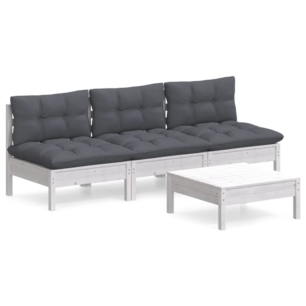 4-delige Loungeset met antracietkleurige kussens grenenhout is nu te koop bij PeponiXL, paradijselijk wonen!
