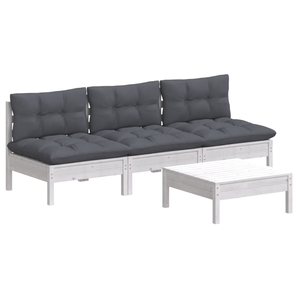 4-delige Loungeset met antracietkleurige kussens grenenhout is nu te koop bij PeponiXL, paradijselijk wonen!