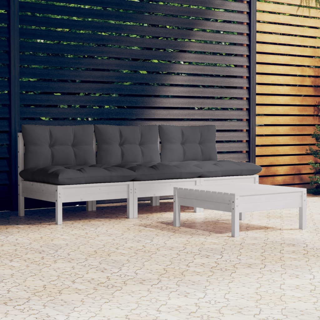 4-delige Loungeset met antracietkleurige kussens grenenhout is nu te koop bij PeponiXL, paradijselijk wonen!