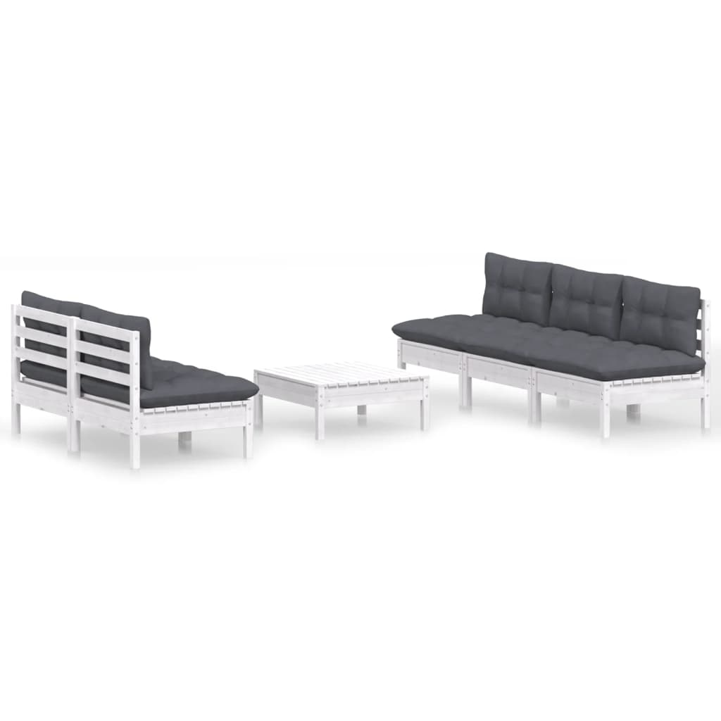 6-delige Loungeset met antracietkleurige kussens grenenhout is nu te koop bij PeponiXL, paradijselijk wonen!