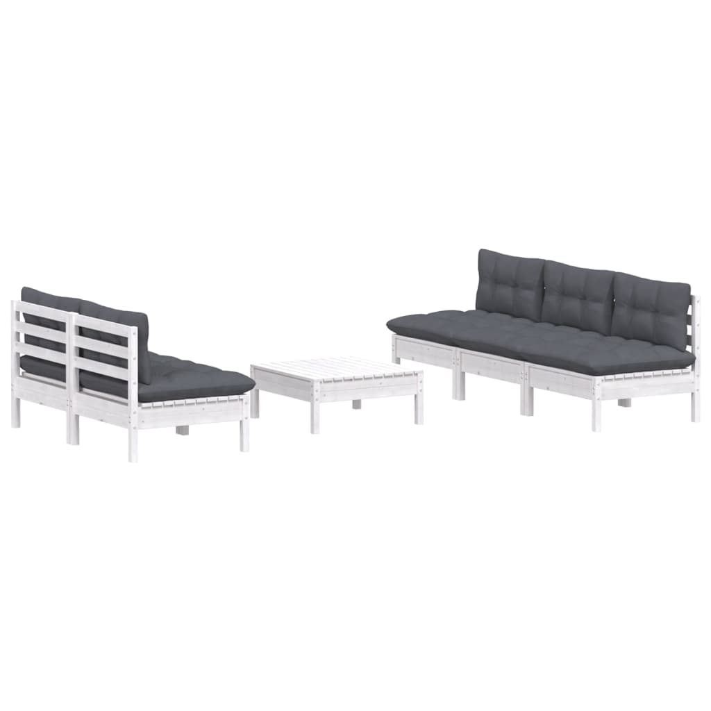 6-delige Loungeset met antracietkleurige kussens grenenhout is nu te koop bij PeponiXL, paradijselijk wonen!