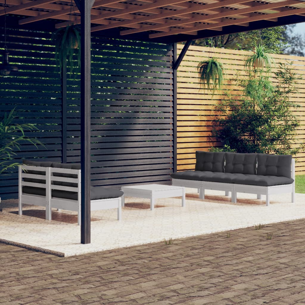 6-delige Loungeset met antracietkleurige kussens grenenhout is nu te koop bij PeponiXL, paradijselijk wonen!
