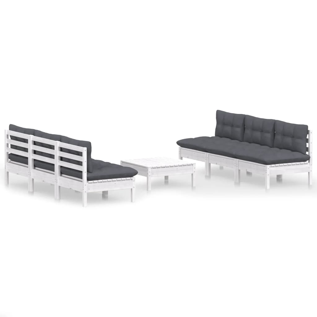 7-delige Loungeset met antracietkleurige kussens grenenhout is nu te koop bij PeponiXL, paradijselijk wonen!