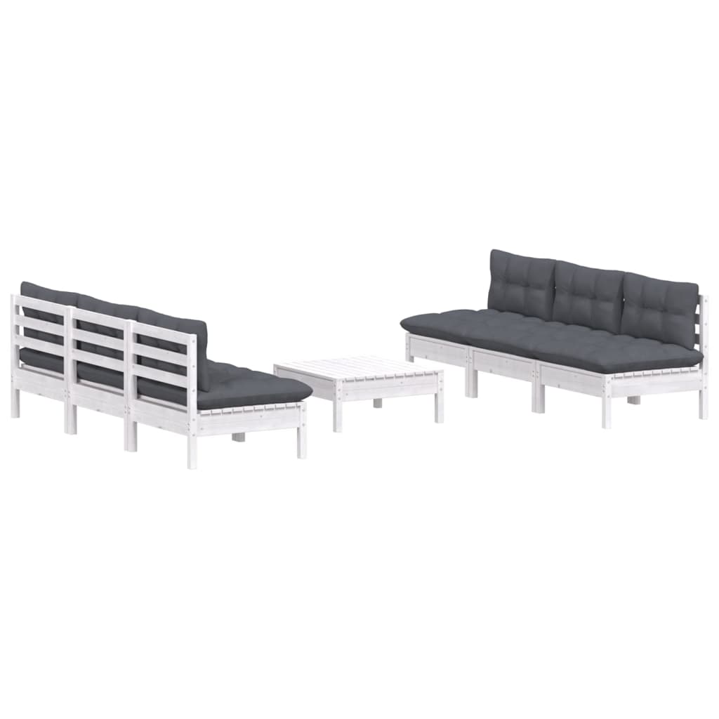 7-delige Loungeset met antracietkleurige kussens grenenhout is nu te koop bij PeponiXL, paradijselijk wonen!