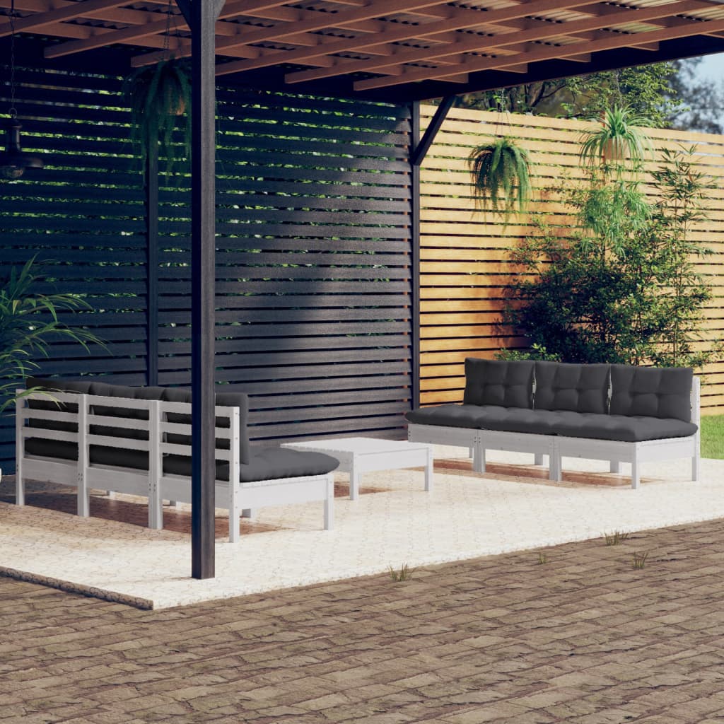7-delige Loungeset met antracietkleurige kussens grenenhout is nu te koop bij PeponiXL, paradijselijk wonen!