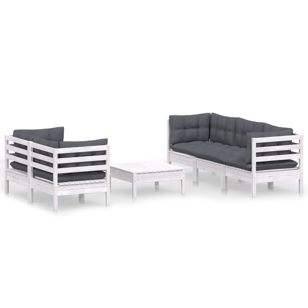 6-delige Loungeset met antracietkleurige kussens grenenhout is nu te koop bij PeponiXL, paradijselijk wonen!