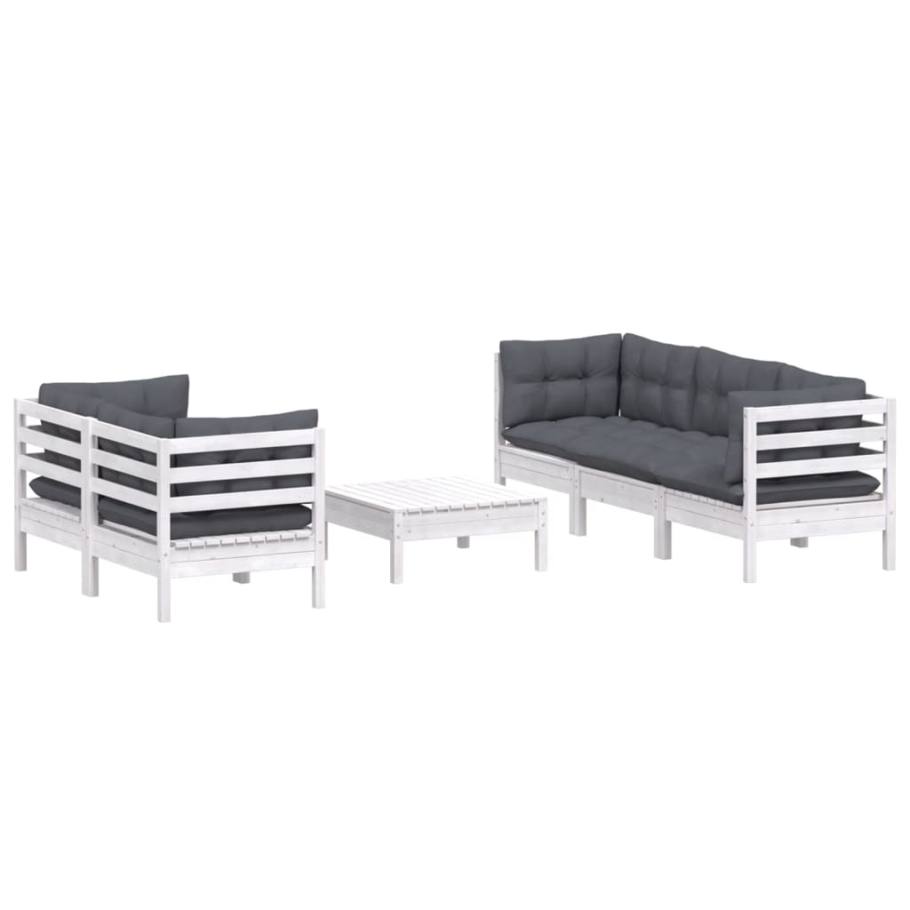 6-delige Loungeset met antracietkleurige kussens grenenhout is nu te koop bij PeponiXL, paradijselijk wonen!