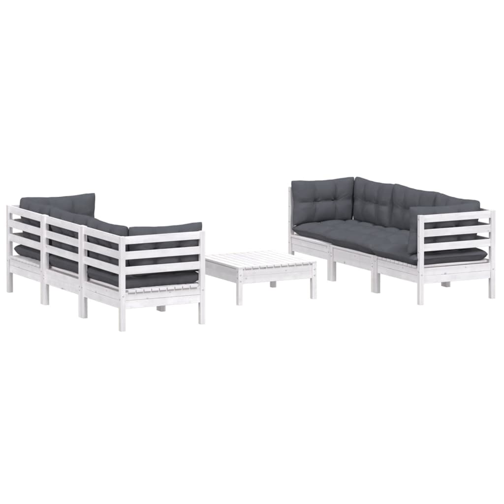 7-delige Loungeset met antracietkleurige kussens grenenhout is nu te koop bij PeponiXL, paradijselijk wonen!