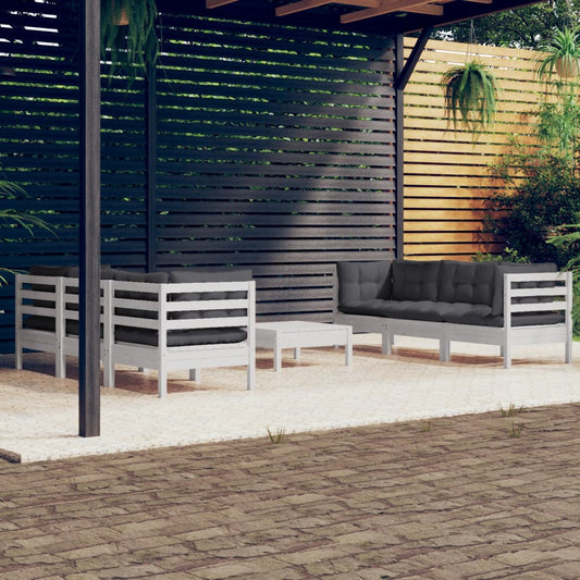 7-delige Loungeset met antracietkleurige kussens grenenhout is nu te koop bij PeponiXL, paradijselijk wonen!