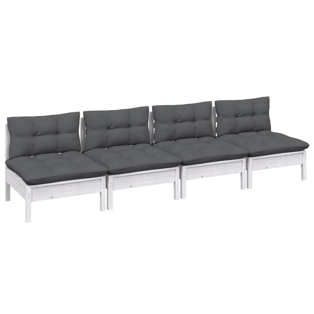 Tuinbank 4-zits met antraciet kussens massief grenenhout is nu te koop bij PeponiXL, paradijselijk wonen!
