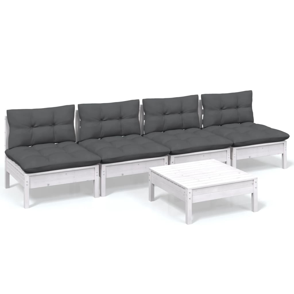 5-delige Loungeset met antracietkleurige kussens grenenhout is nu te koop bij PeponiXL, paradijselijk wonen!