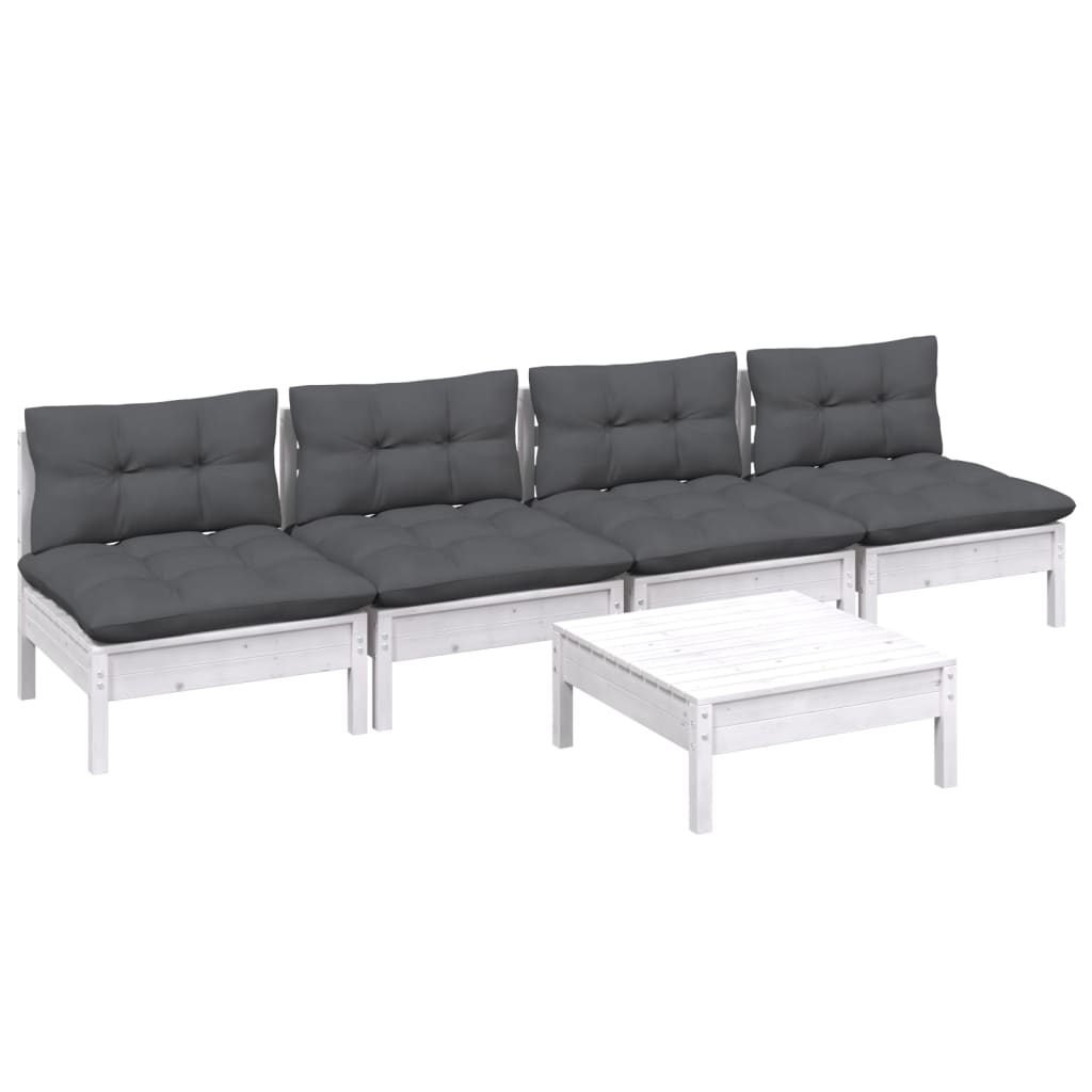 5-delige Loungeset met antracietkleurige kussens grenenhout is nu te koop bij PeponiXL, paradijselijk wonen!