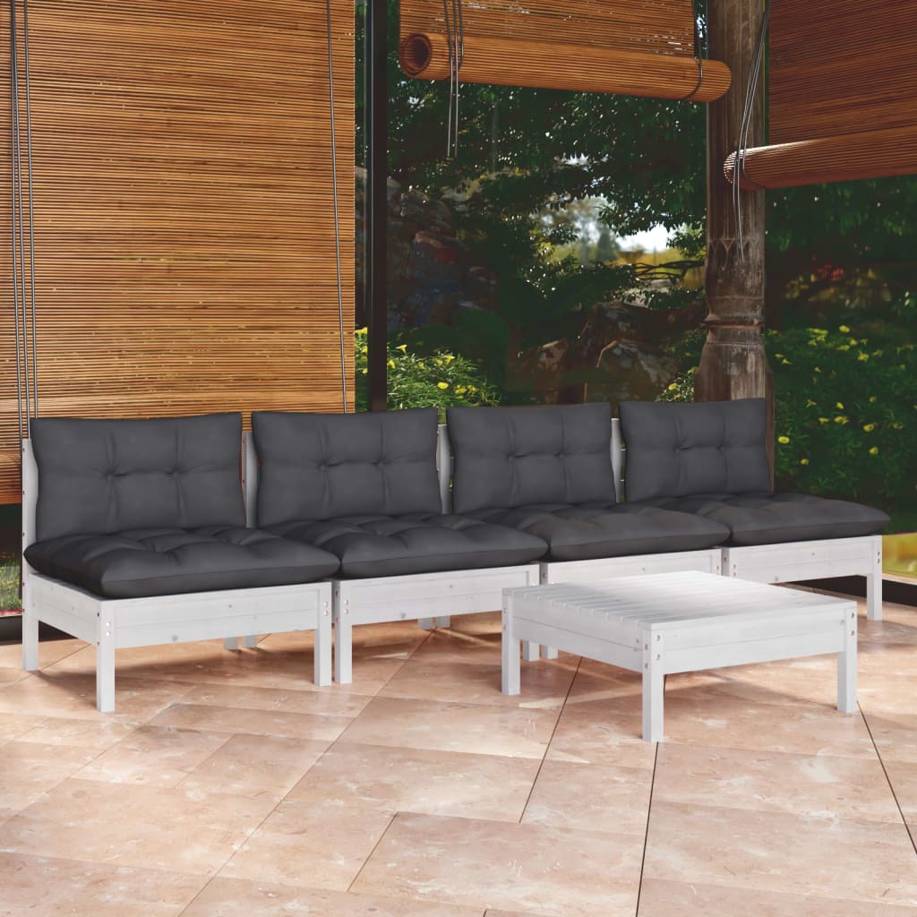 5-delige Loungeset met antracietkleurige kussens grenenhout is nu te koop bij PeponiXL, paradijselijk wonen!