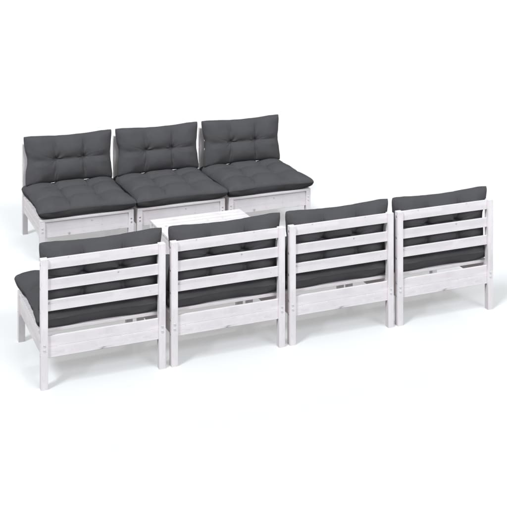8-delige Loungeset met antracietkleurige kussens grenenhout is nu te koop bij PeponiXL, paradijselijk wonen!
