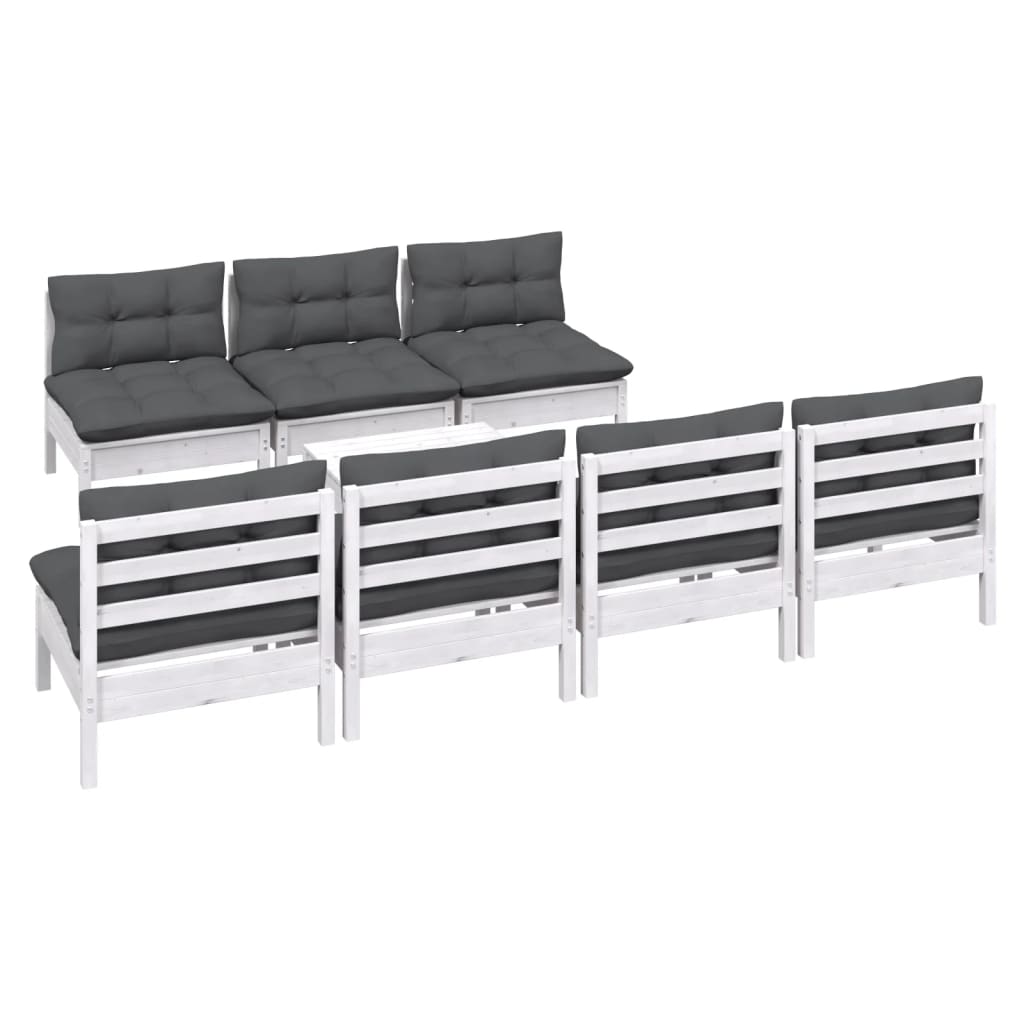 8-delige Loungeset met antracietkleurige kussens grenenhout is nu te koop bij PeponiXL, paradijselijk wonen!