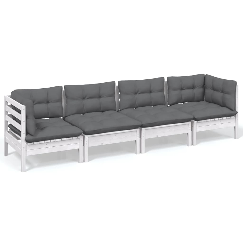 4-delige Loungeset met kussens massief grenenhout is nu te koop bij PeponiXL, paradijselijk wonen!