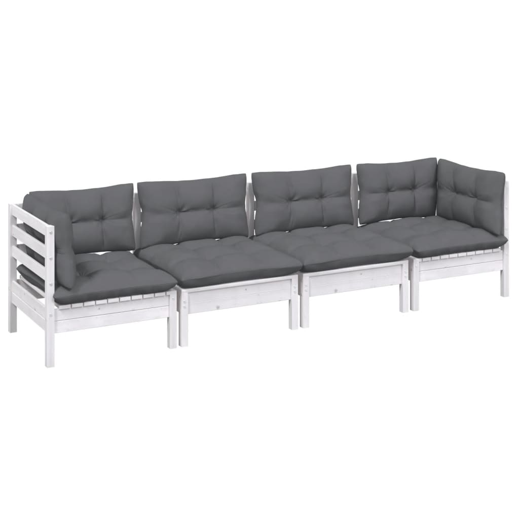 4-delige Loungeset met kussens massief grenenhout is nu te koop bij PeponiXL, paradijselijk wonen!