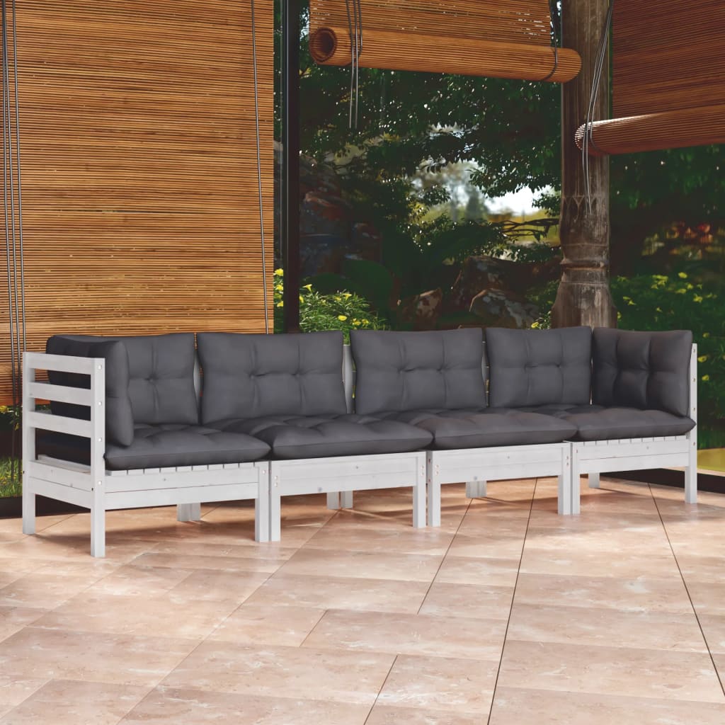 4-delige Loungeset met kussens massief grenenhout is nu te koop bij PeponiXL, paradijselijk wonen!