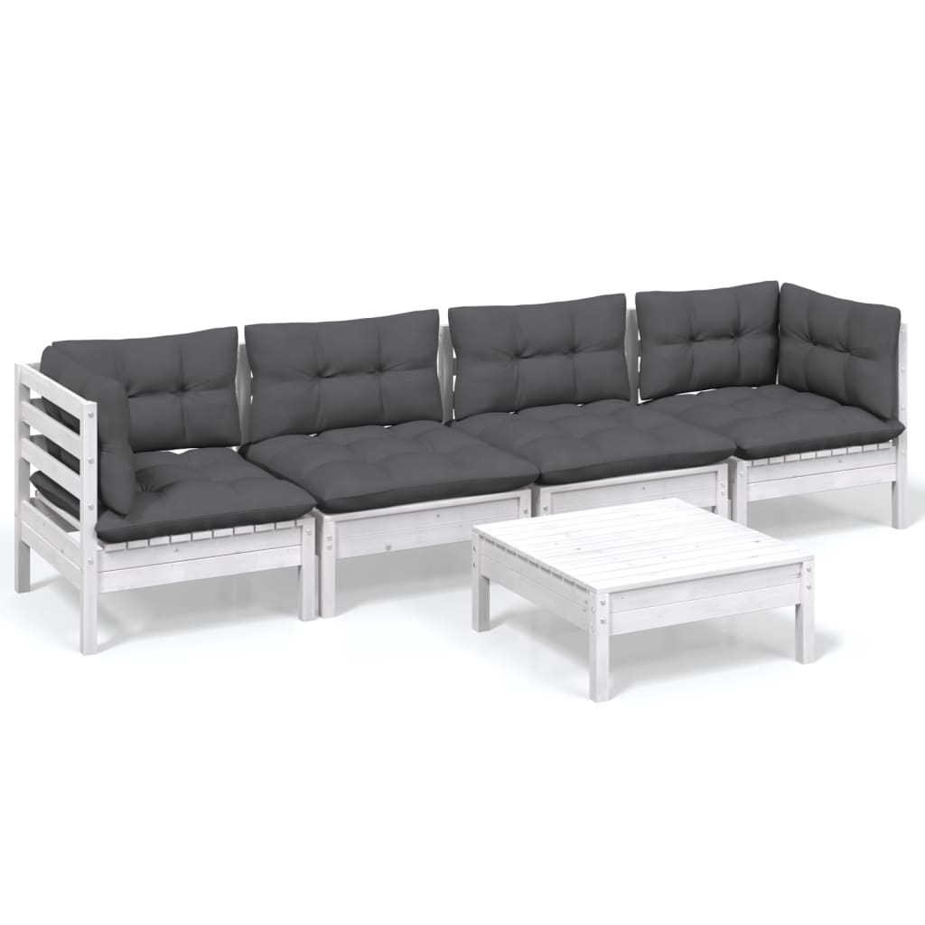 5-delige Loungeset met kussens massief grenenhout is nu te koop bij PeponiXL, paradijselijk wonen!