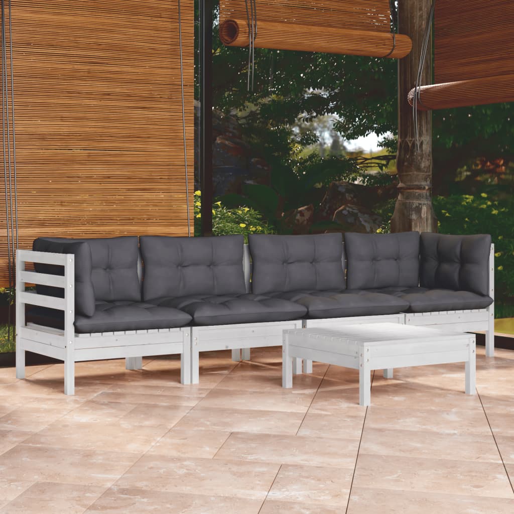 5-delige Loungeset met kussens massief grenenhout is nu te koop bij PeponiXL, paradijselijk wonen!