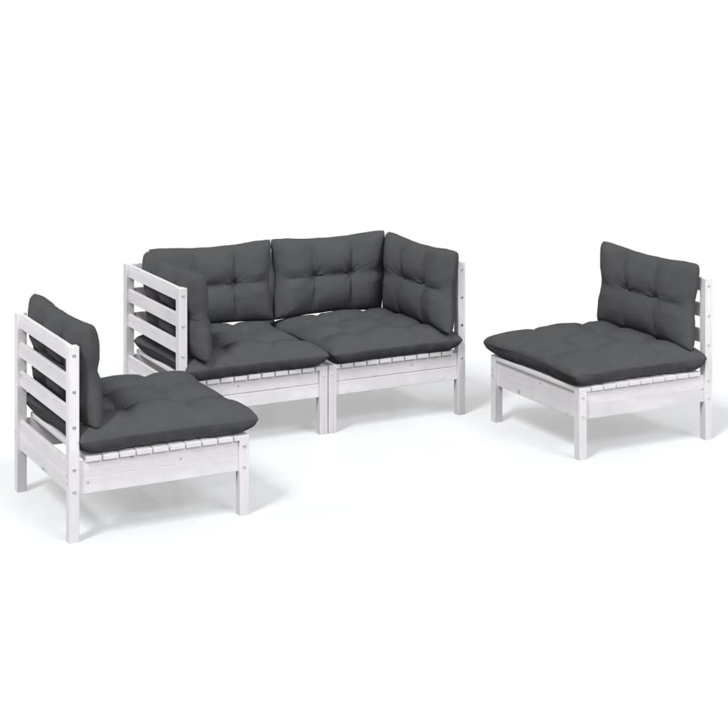 4-delige Loungeset met kussens massief grenenhout is nu te koop bij PeponiXL, paradijselijk wonen!