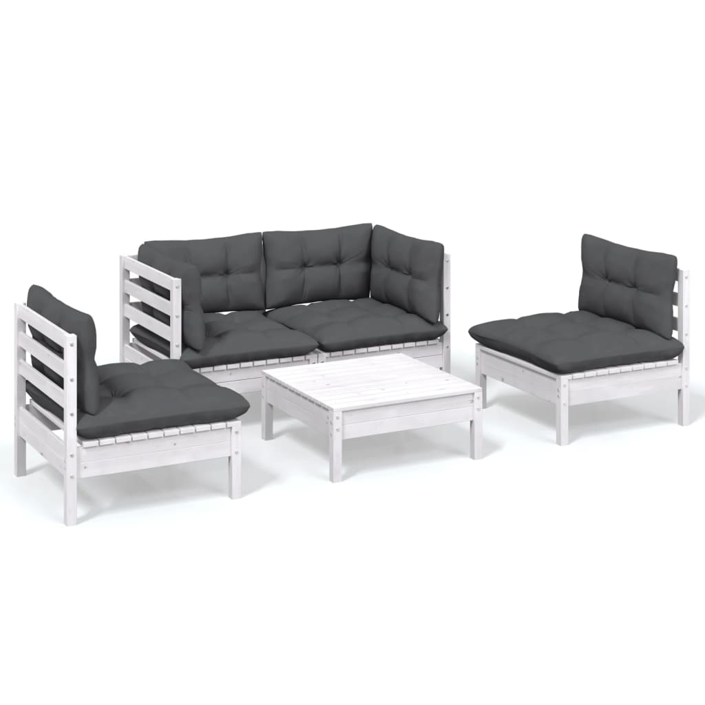 5-delige Loungeset met kussens massief grenenhout is nu te koop bij PeponiXL, paradijselijk wonen!
