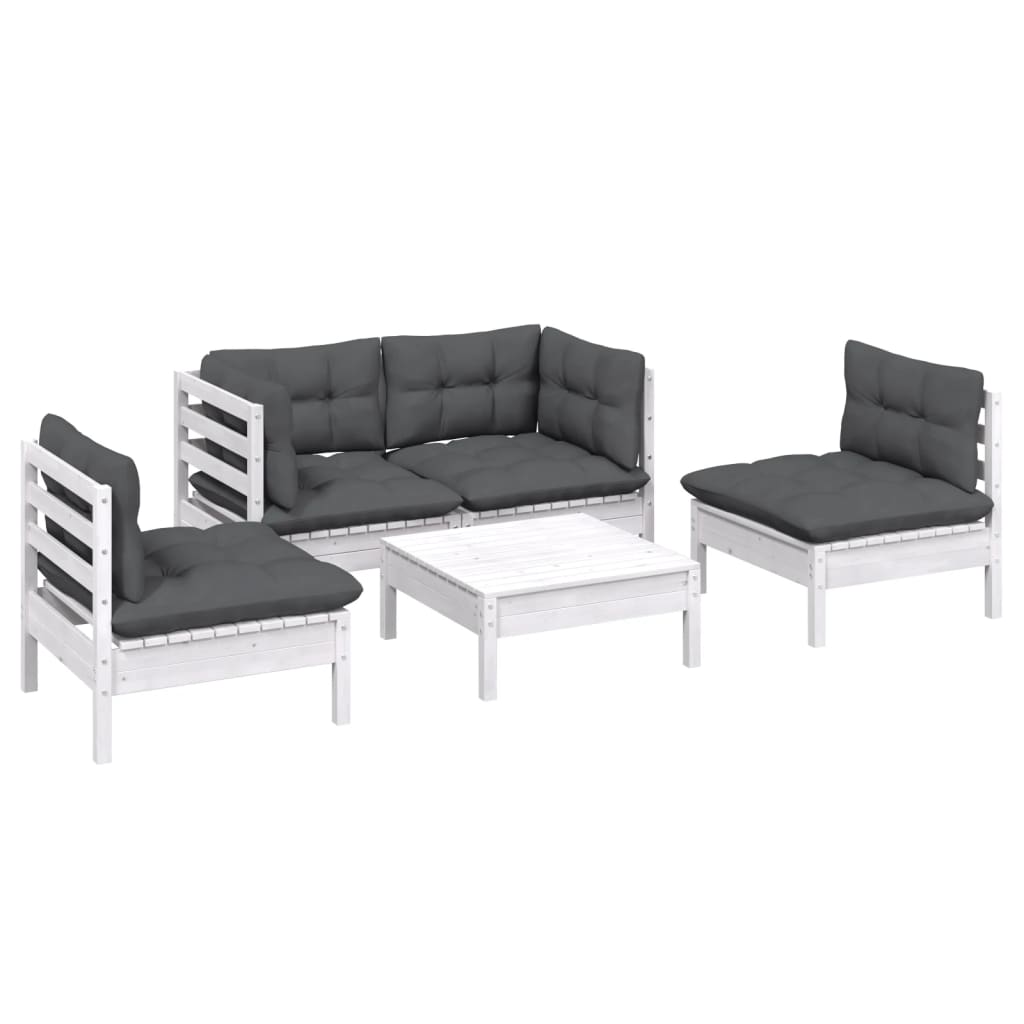 5-delige Loungeset met kussens massief grenenhout is nu te koop bij PeponiXL, paradijselijk wonen!