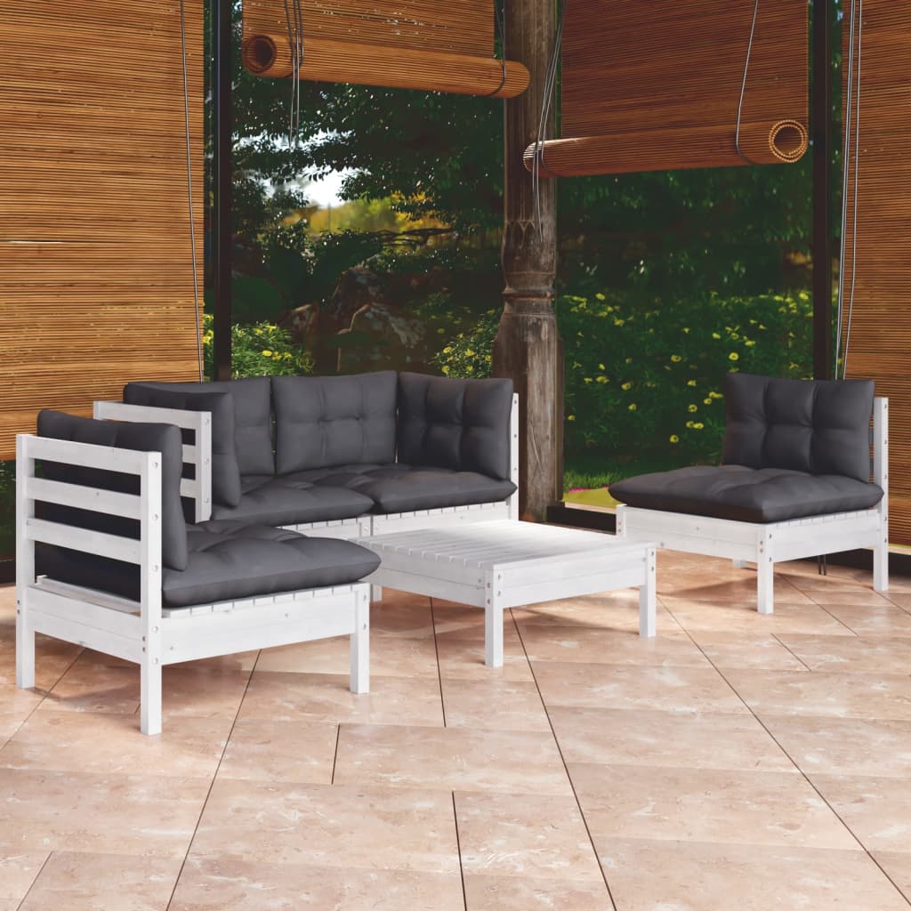 5-delige Loungeset met kussens massief grenenhout is nu te koop bij PeponiXL, paradijselijk wonen!