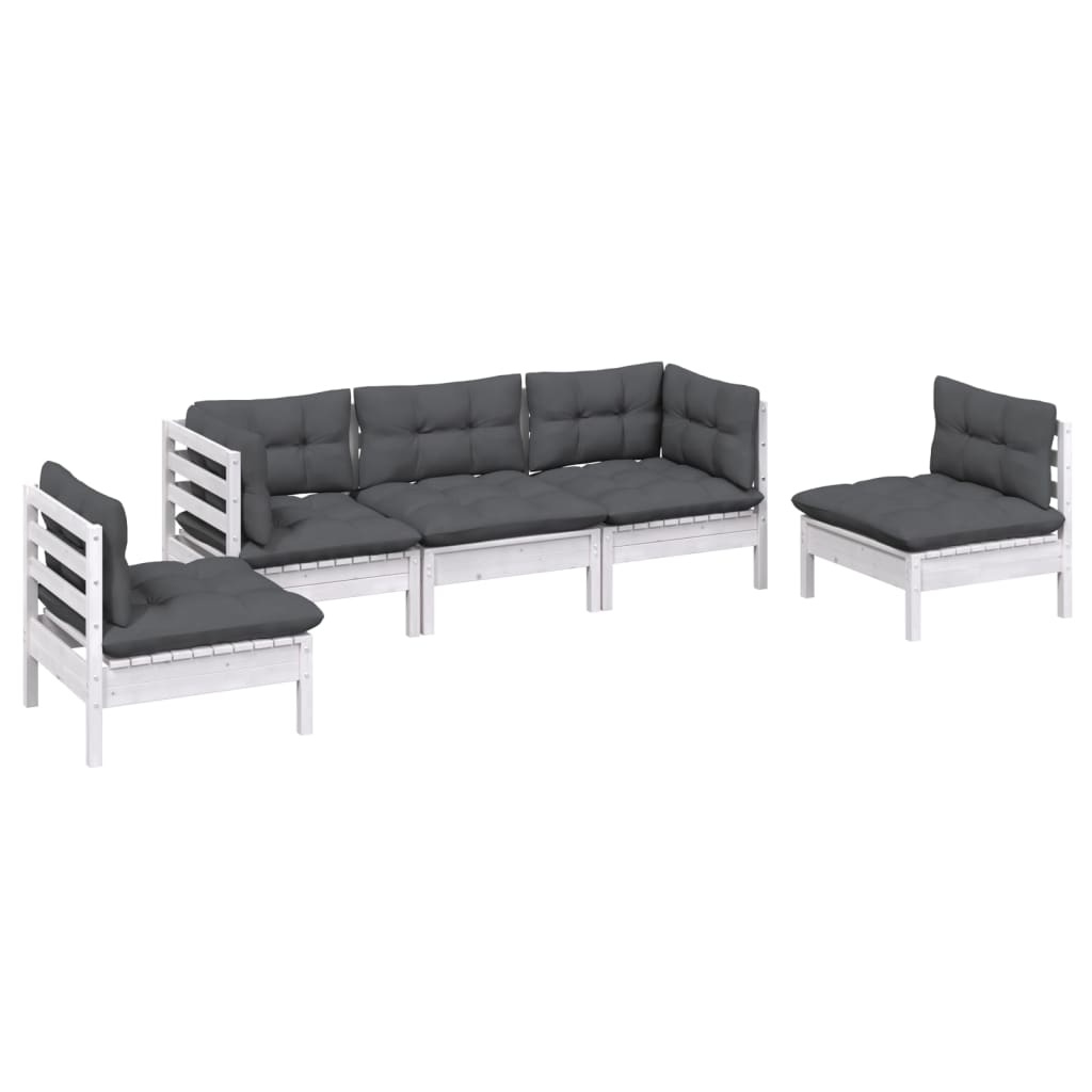 5-delige Loungeset met kussens massief grenenhout is nu te koop bij PeponiXL, paradijselijk wonen!