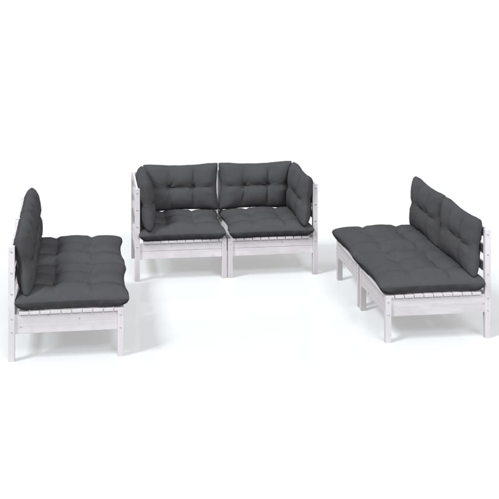 6-delige Loungeset met kussens massief grenenhout is nu te koop bij PeponiXL, paradijselijk wonen!