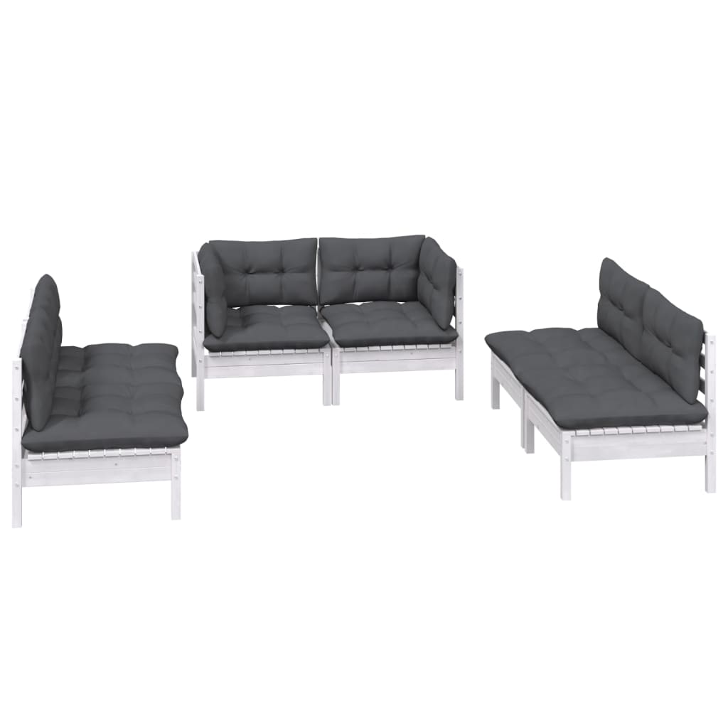 6-delige Loungeset met kussens massief grenenhout is nu te koop bij PeponiXL, paradijselijk wonen!